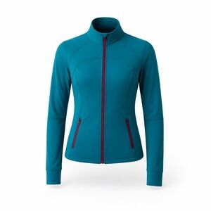 Lululemon Forme Jacket II Brushed Surge Teal‎ with Raspberry Zippers Size 6